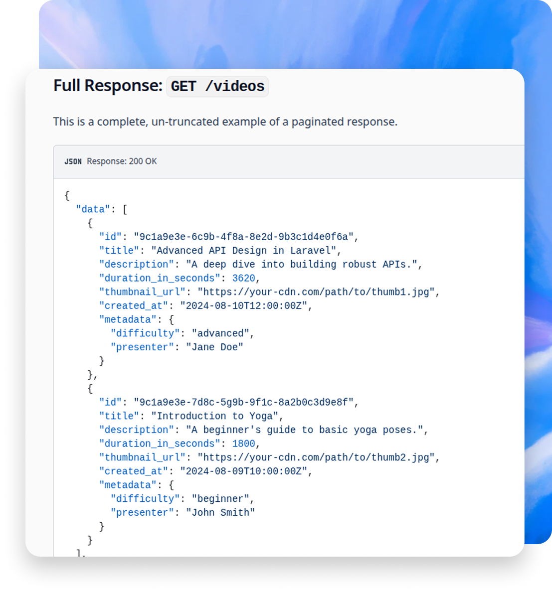 API JSON Response