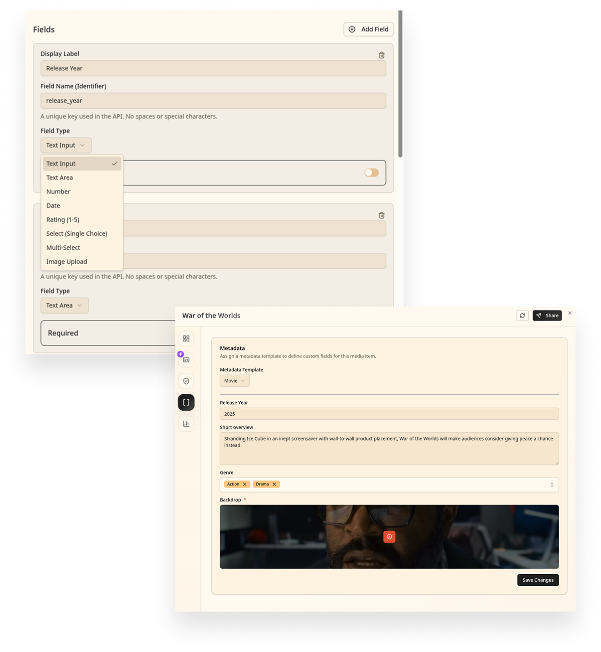 Headless CMS collection editor UI